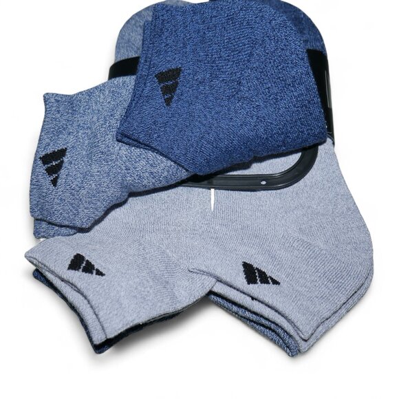 6 Pair Adidas Men's Low Cut Socks with Arch Compression Indigo Blue/Grey/Collegi - Picture 7 of 12